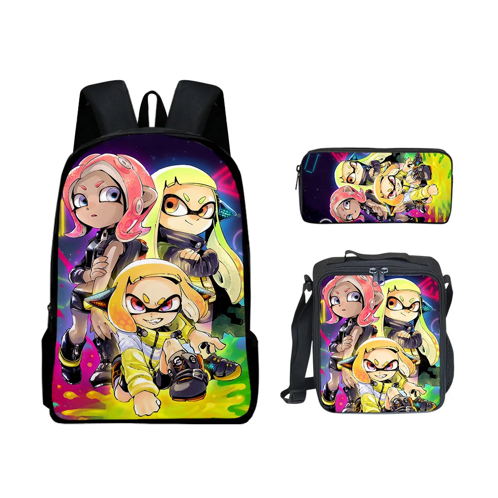 Splatoon 3 Hip-Hop 3D Printed Backpack Set – Trendy 3-Piece Student School Gear with Lunch Bag & Pencil Case - Premium backpack from Lizard Vigilante - Just $46.88! Shop now at Lizard Vigilante