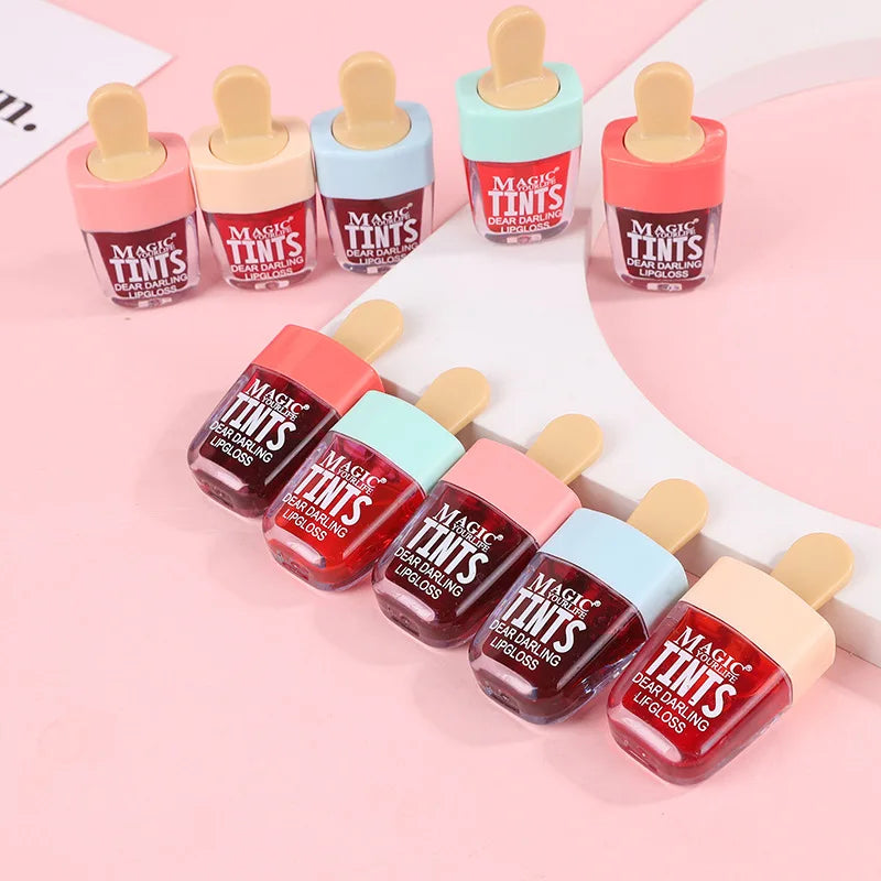 Ice cream liquid lip gloss, ice cream liquid lipstick set, dyed lips, long-lasting color development, moisturizing