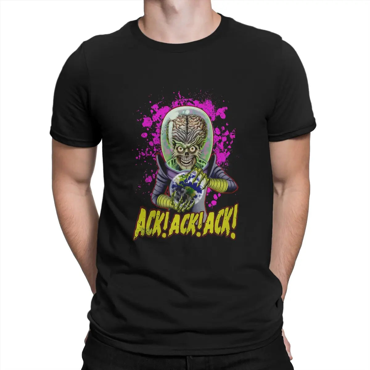 Ack Round Collar TShirt Mars Attacks Alien Sci-Fi Movies Fabric Original T Shirt Man's Clothes Individuality Fluffy - Premium  from Lizard Vigilante - Just $20.99! Shop now at Lizard Vigilante