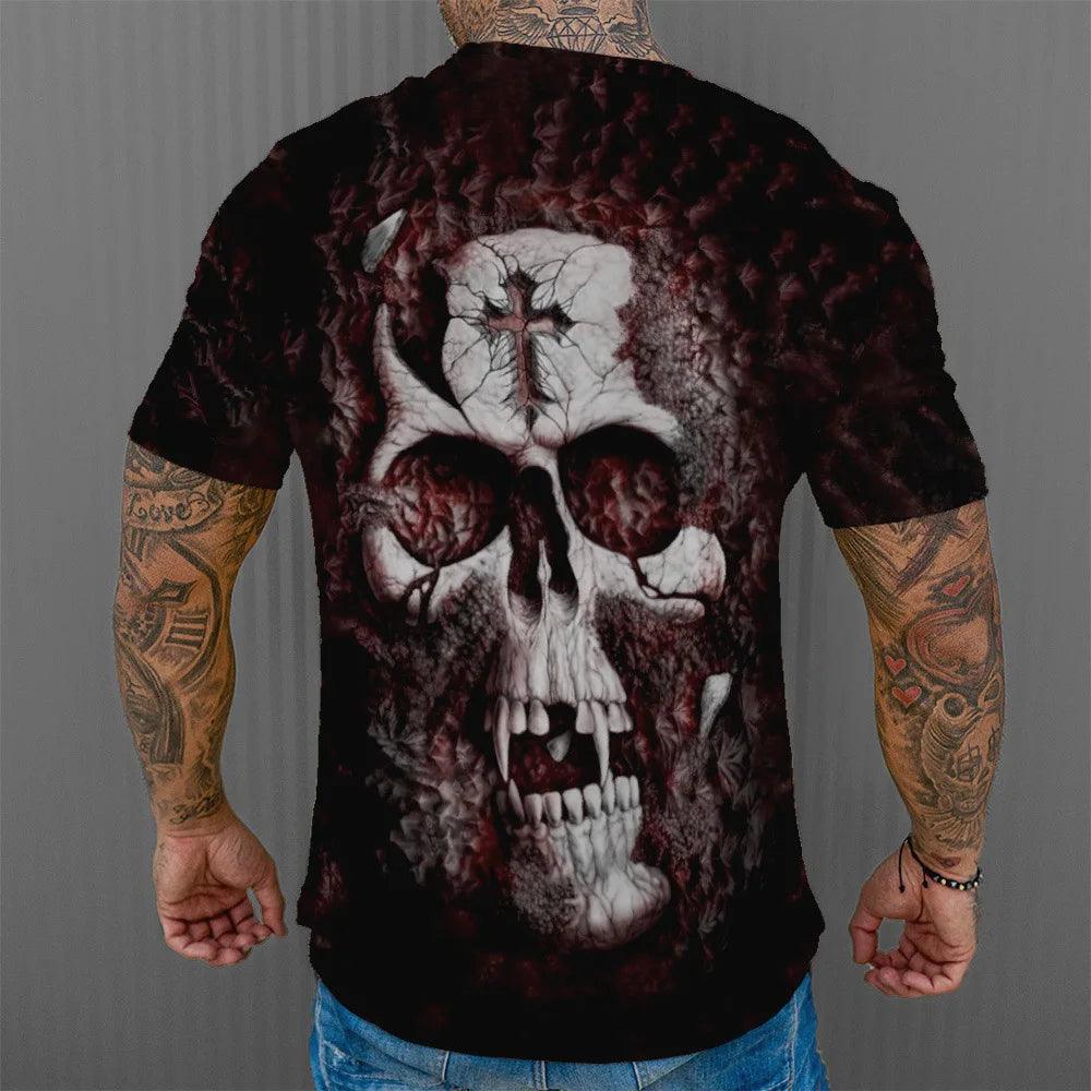 Men's T-Shirts Summer Horror Skull 3D Print Short Sleeve Hip-Hop Tops Tees Loose Men Clothing 6XL O-Neck Skeleton Street Rock - Premium  from Lizard Vigilante - Just $23.99! Shop now at Lizard Vigilante