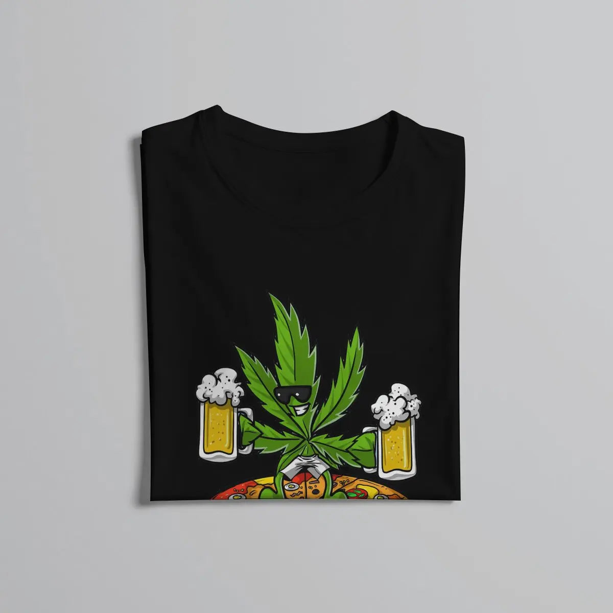 Pizza Lover Beer Party Weed 420 Smoking T-Shirt – Casual O-Neck Polyester T-Shirt for Men - Premium T-Shirt from Lizard Vigilante - Just $23.88! Shop now at Lizard Vigilante