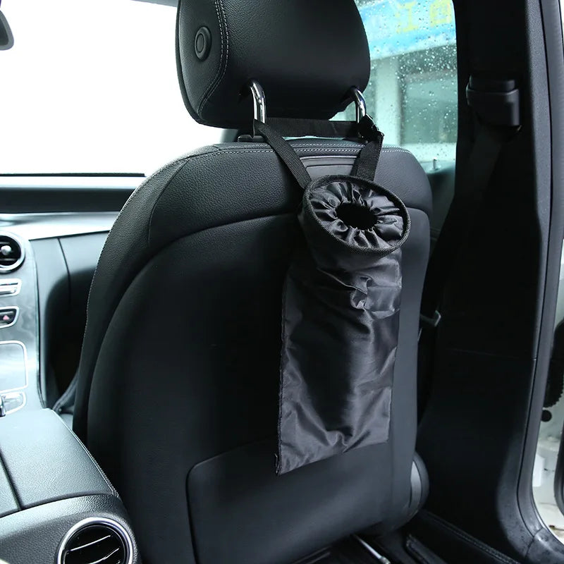 Car Garbage Bin Oxford Cloth Black Auto Trash Bag Hanging Seat Back Storage Bag Trash Can Organizer Accessories Interior