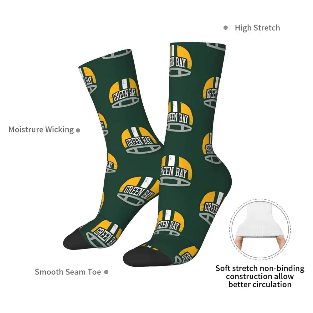 Green Bay Helmet Vintage Crew Socks for Men – Casual Gift - Premium socks from Lizard Vigilante - Just $22.88! Shop now at Lizard Vigilante