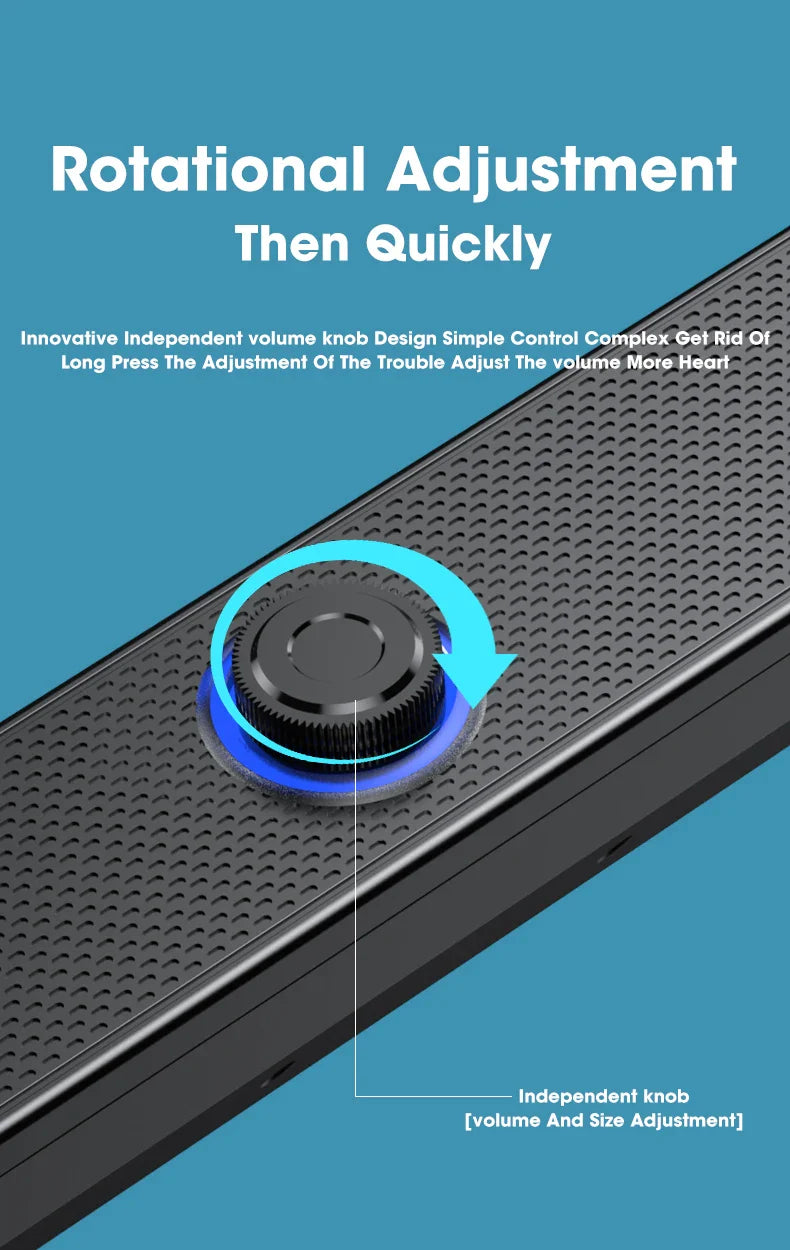 Salange Bluetooth Speaker USB Wired 3.5mm Port Sound Bar for PC Game Console Smartphone Laptop Tablet Black Desk Set Long