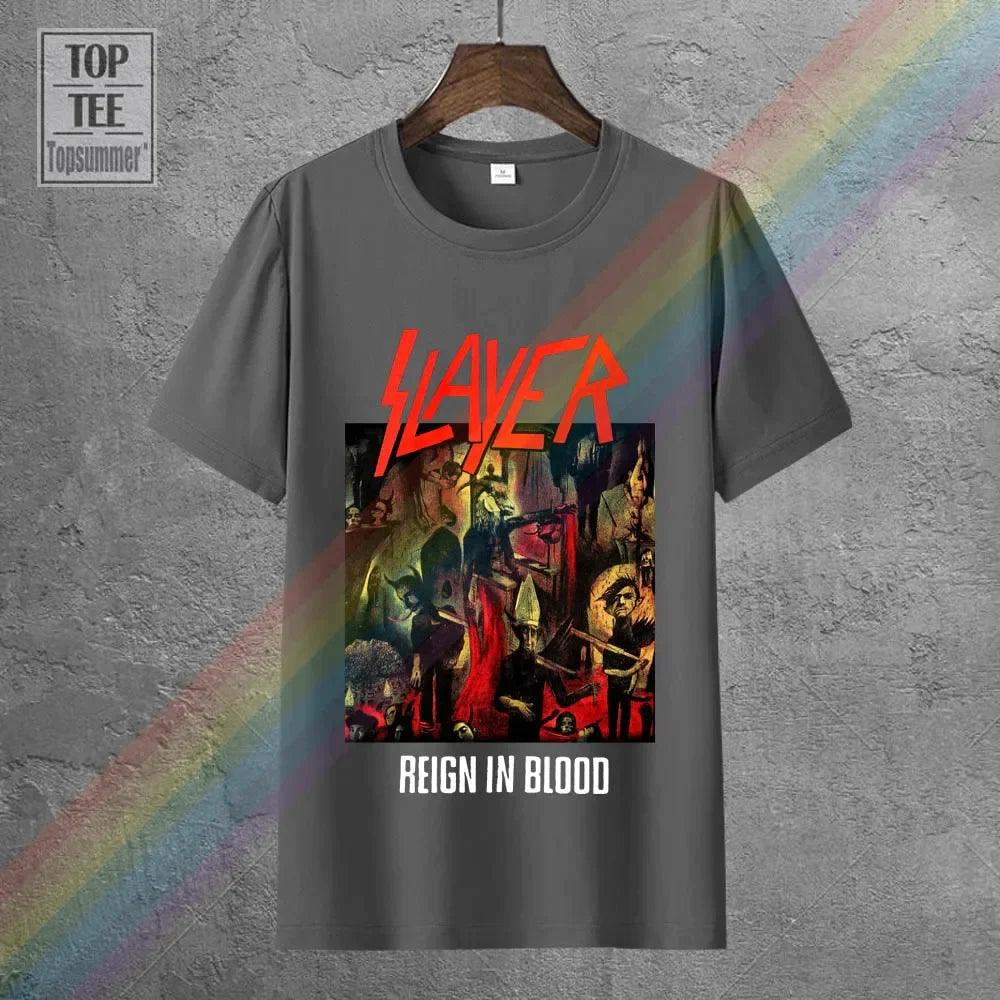 Slayer Reign In Blood Album Cover Image Mens Black T Shirt New Official Merch - Lizard Vigilante