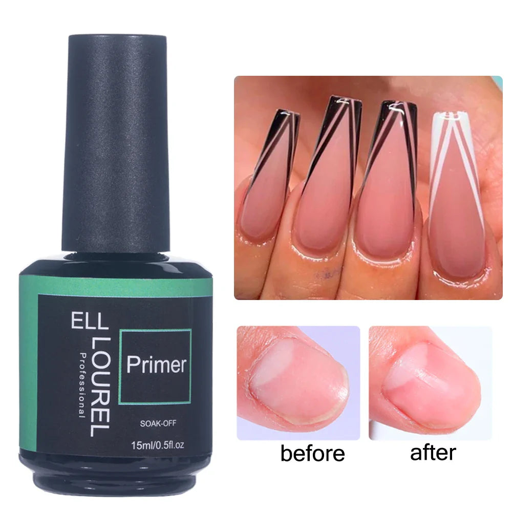 ELL LOUREL 30 Types Base Coat Top Coat No Wipe UV Gel 15ML Semi Permanent Glitter Tempered Top Multi-Function Gel Nail Polish