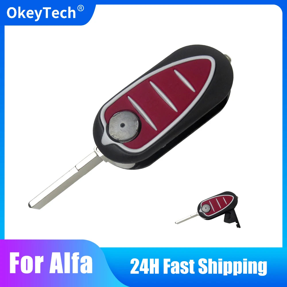 OkeyTech Folding Flip Car Remote Key Shell for Alfa Romeo - 3 Buttons Replacement Key Case with Uncut Blade - Premium key shell from Lizard Vigilante - Just $14.99! Shop now at Lizard Vigilante