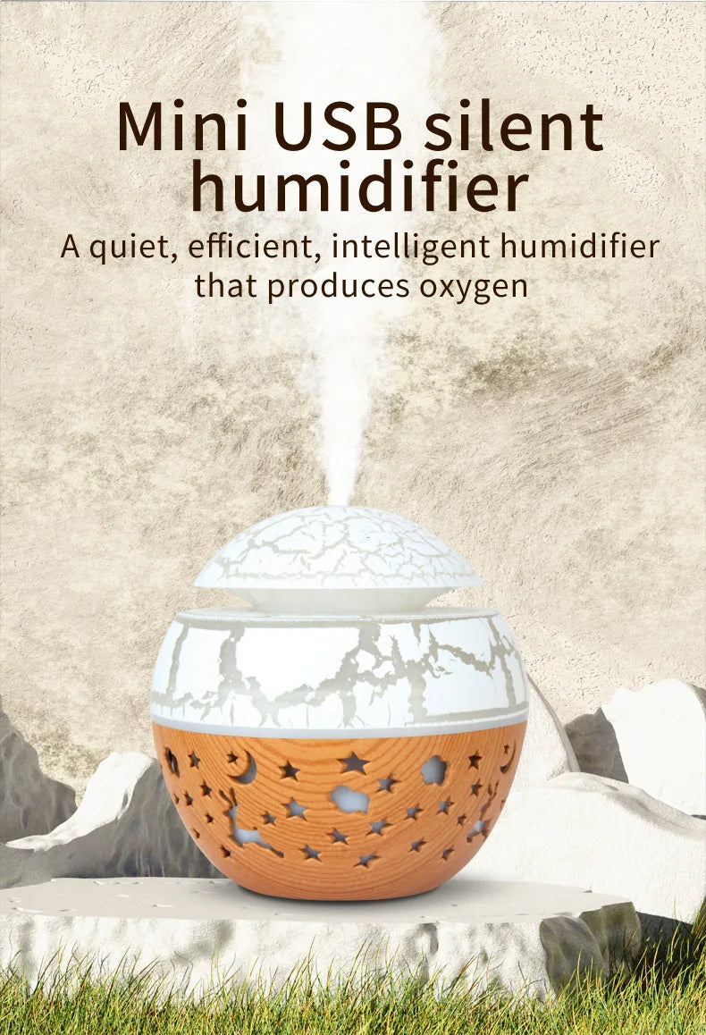 2024 Home Mushroom Head Bedroom Air Purifier USB Desktop Nebulizer Wood Texture Personalized Aromatherapy Machine Humidifier