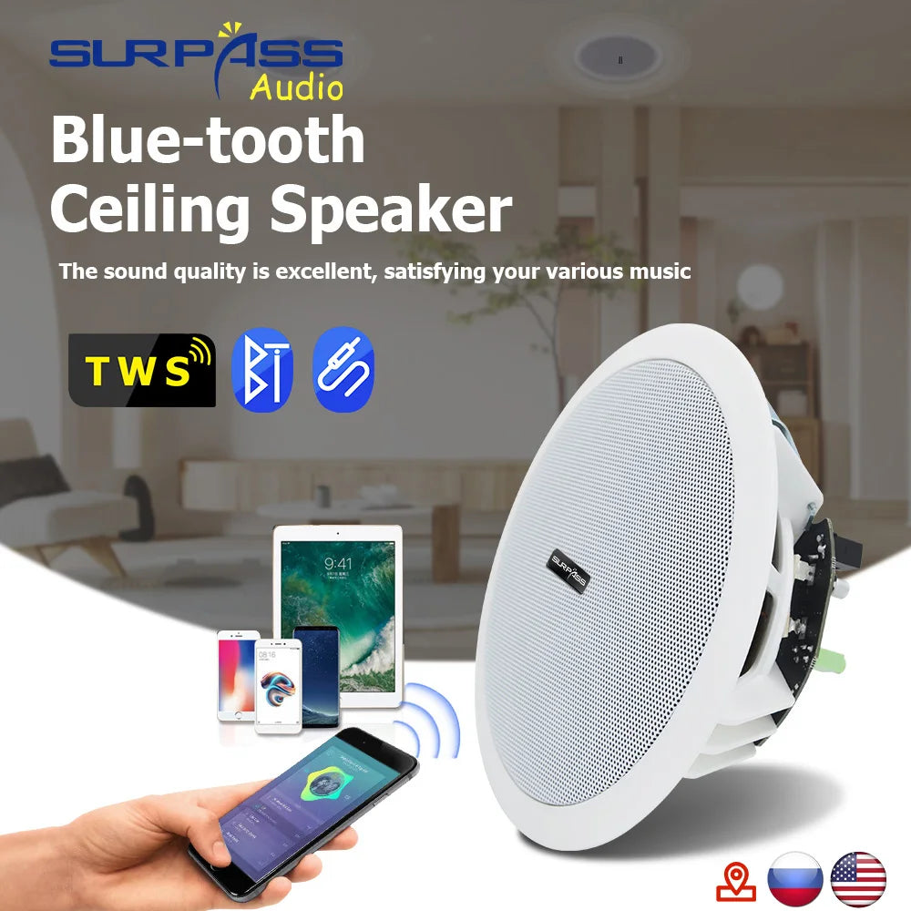 Built-in Class-D Amplifier Full Range Bluetooth-compatible Ceiling Speaker Horn For Home Theater Background Music Good Quality - Premium  from Lizard Vigilante - Just $61.99! Shop now at Lizard Vigilante