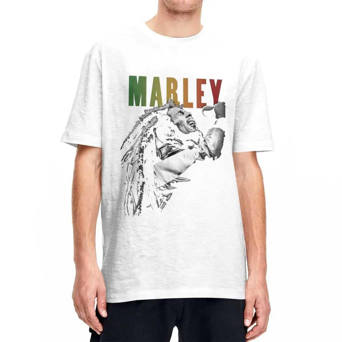 Bob Marley Harajuku Music T-Shirt – Men’s 100% Cotton Short Sleeve Cool Summer Tee - Premium T-Shirt from Lizard Vigilante - Just $23.88! Shop now at Lizard Vigilante