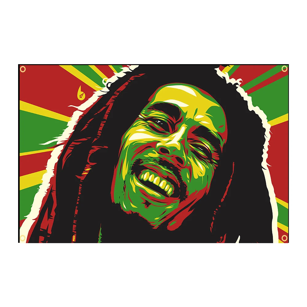 Bob Marley 3x5ft Music Banner | Reggae Jamaica Home Decoration Flag with 4 Grommets | Hanging Polyester Flag - Premium flag from Lizard Vigilante - Just $11.99! Shop now at Lizard Vigilante