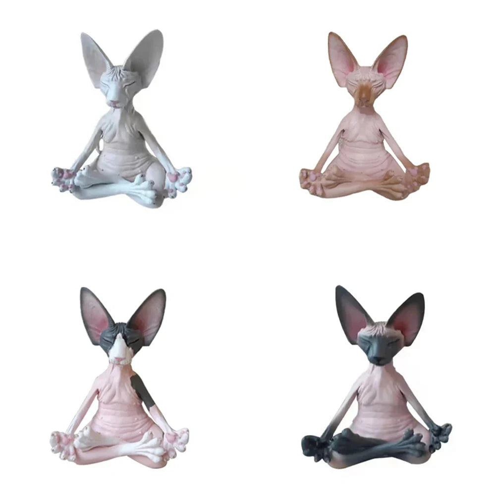 ABUN-Resin Meditation Yoga Cat Cat Statue Art Decor Sculpture Desk Home Garden Statue
