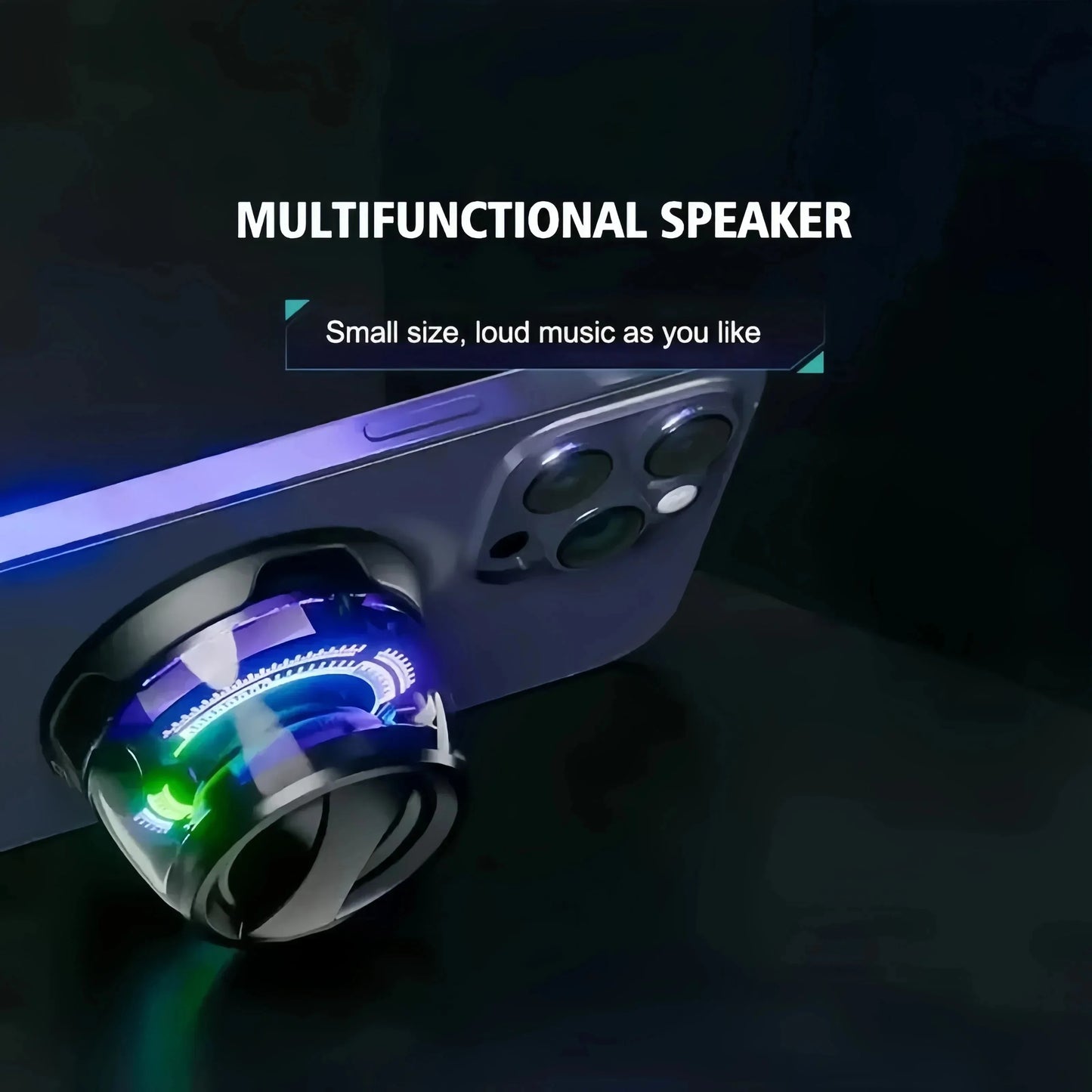 Outdoor Magnetic Bluetooth Speaker Wireless Portable Mini Travel Stereo Speaker with RGB Color Light and Phone Holder for IOS