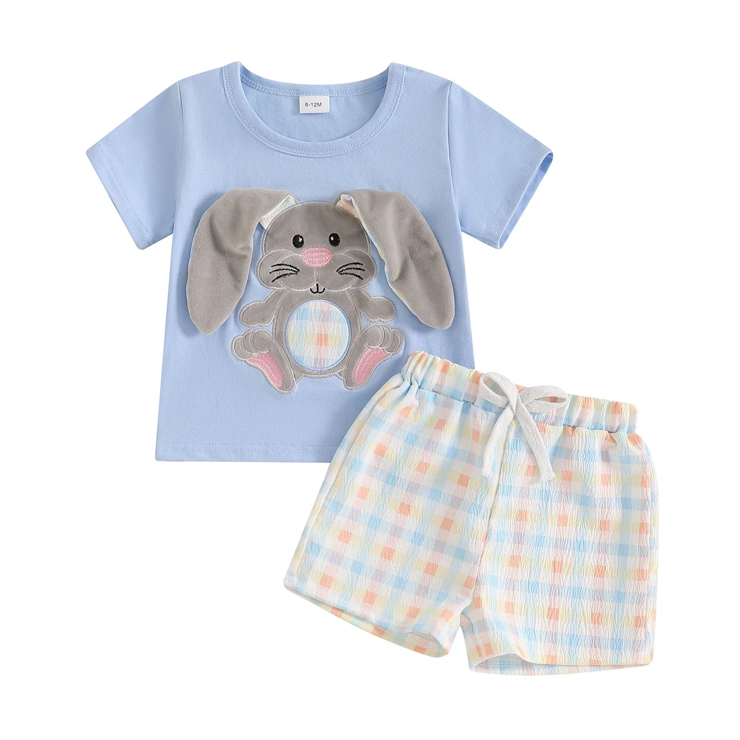 ma&baby 6M-4Y Easter Toddler Kid Baby Boys Clothes Sets Summer Outfits Bunny Short Sleeves T-Shirt  Plaid Shorts