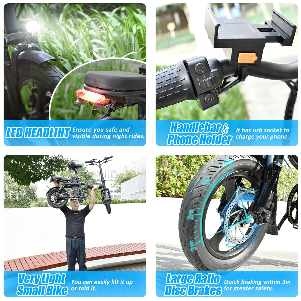 DEEPOWER K300: Compact and Powerful Foldable E-Bike with 400W Motor - Premium  from Lizard Vigilante - Just $547.99! Shop now at Lizard Vigilante