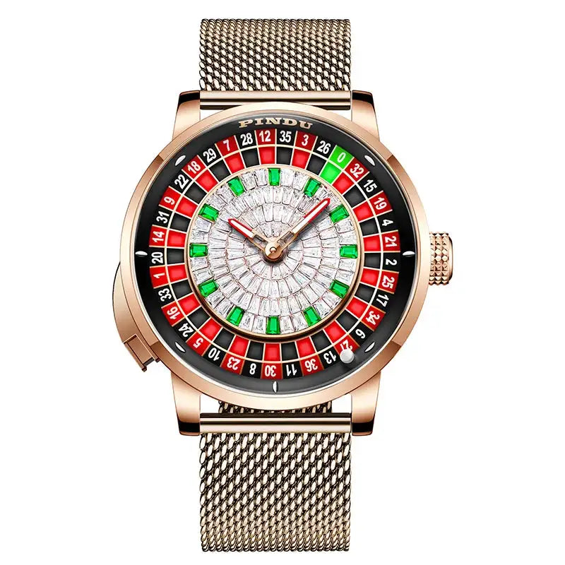 Pindu Player Gambling Series Men's Watch European Roulette Poker Game Fully Automatic Mechanical Sports Design Party Watch