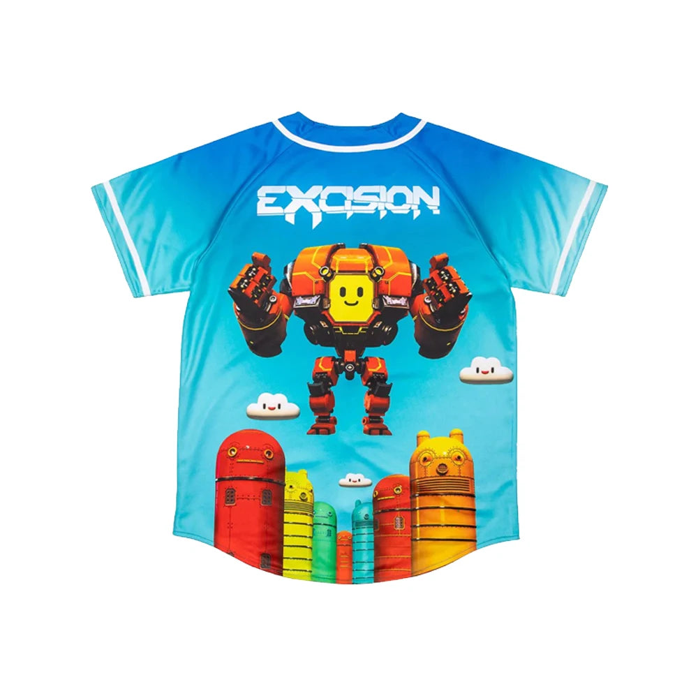 EXCISION Robot Baseball Jersey – 3D V-Neck Short Sleeve Streetwear Tee for Men & Women Hip-Hop Summer Style - Premium jersey from Lizard Vigilante - Just $48.88! Shop now at Lizard Vigilante