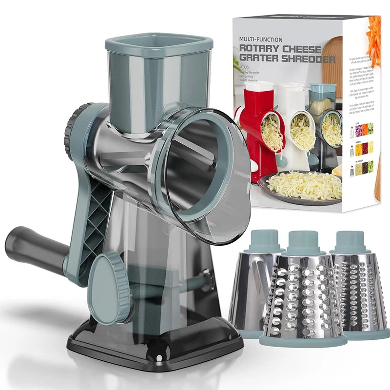 3-in-1 Rotary Cheese Grater - Versatile Manual Vegetable Slicer, Nut Grinder, and Cheese Shredder for Effortless Kitchen Prep - Premium grater from Lizard Vigilante - Just $38.88! Shop now at Lizard Vigilante