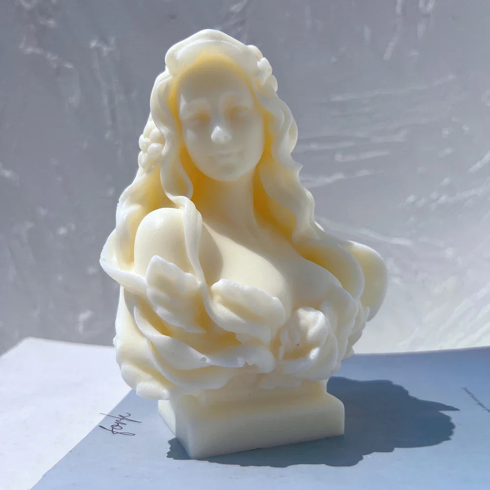 Beautiful Lady Statue Candle Mold Goddess Female Bust Silicone Molds Greek Art Woman Sculpture Soy Wax Tool