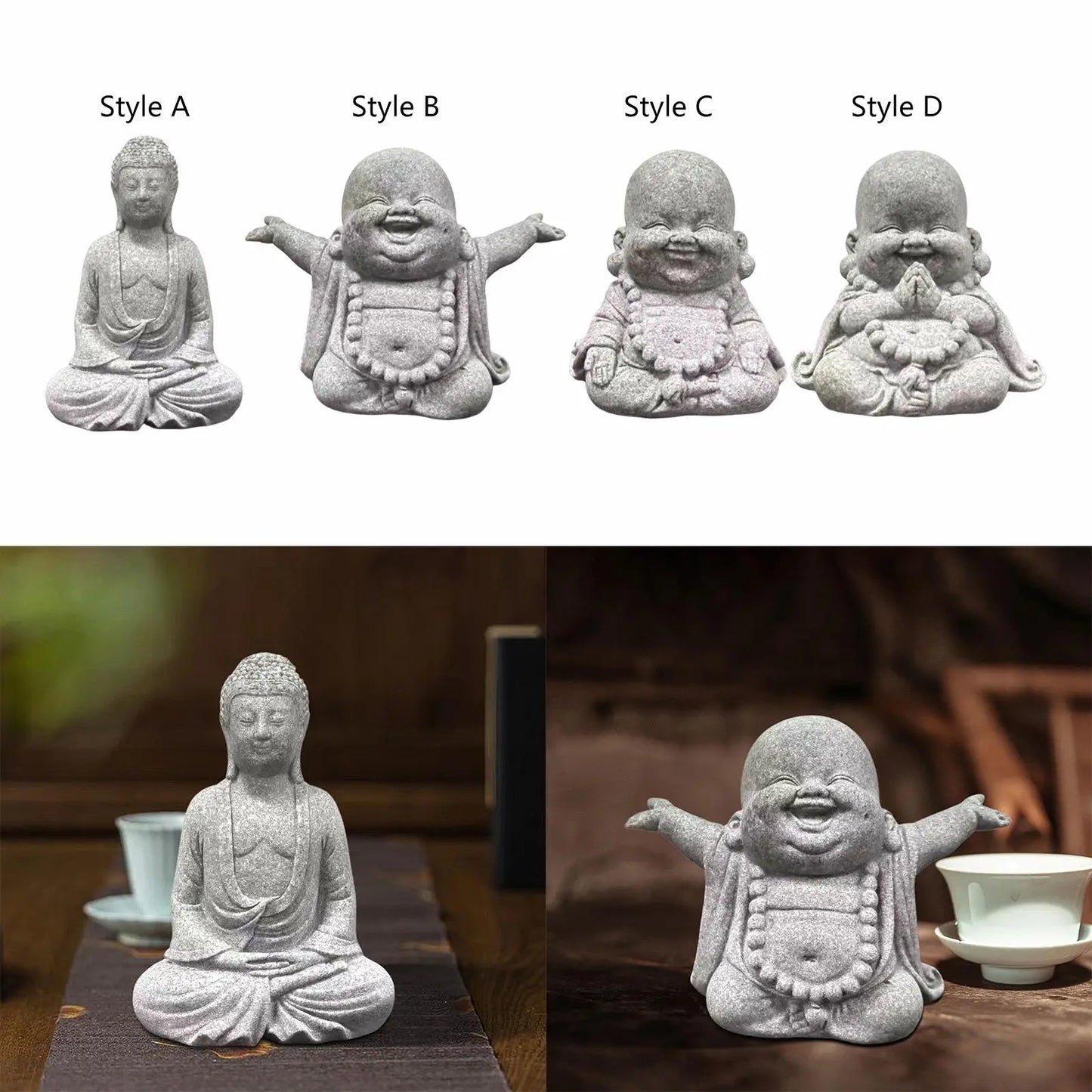 Buddha Statue Hand Carved Buddhism Decorative Figurine Buddha Sculpture for Living Room Home Shop Tabletop Indoor Outdoor