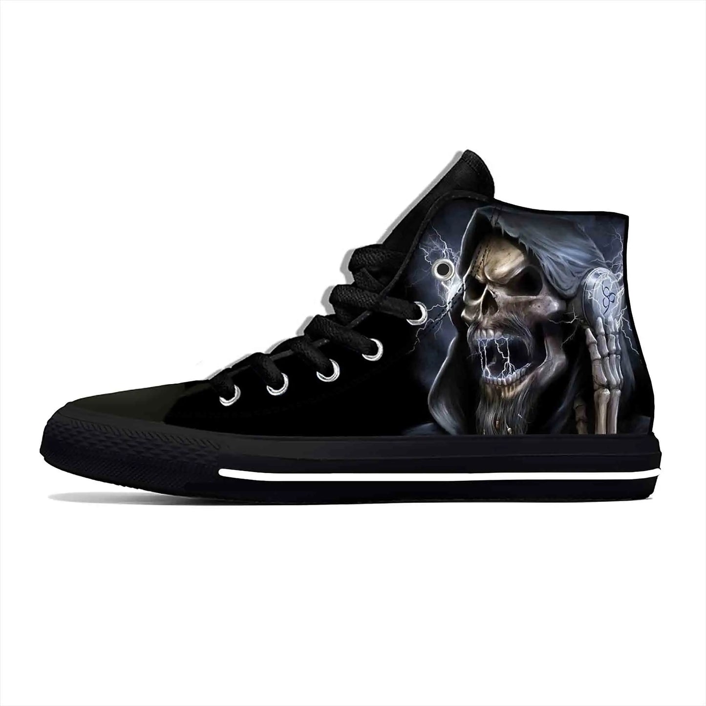 Heavy Metal Rock Skull Guitar Grim Reaper Gothic Canvas High-Tops - Premium high top shoes from Lizard Vigilante - Just $42.99! Shop now at Lizard Vigilante