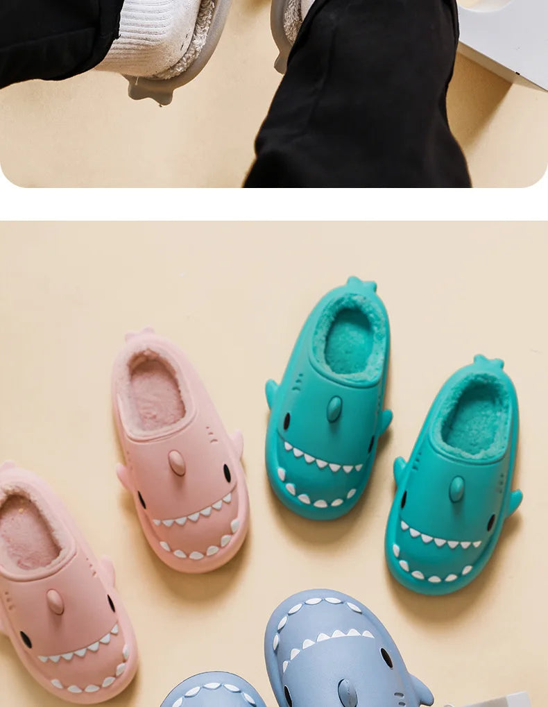 Comwarm Shark Plush Slippers For Women Men Autumn And Winter Warm Cartoon Cotton Slipper Non-Slip Waterproof Outdoor Home Shoes - Premium  from Lizard Vigilante - Just $16.99! Shop now at Lizard Vigilante