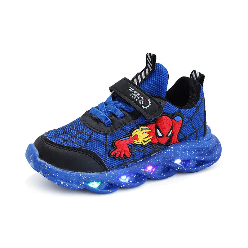 Disney Spiderman LED Casual Sneakers for Boys | Light-Up Mesh Outdoor Shoes | Non-Slip Spring Footwear | Sizes 21-30 - Premium Sneakers from Lizard Vigilante - Just $38.88! Shop now at Lizard Vigilante