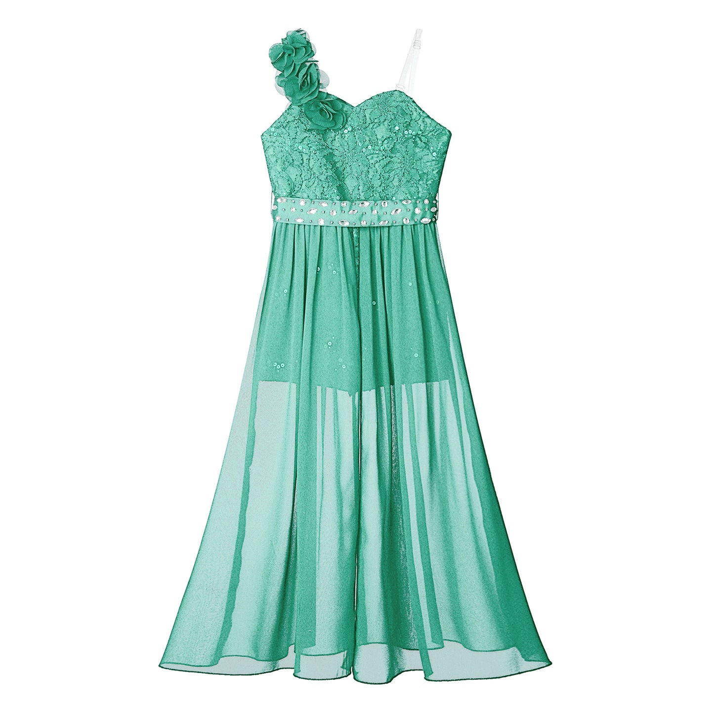 Girls Elegant Party Dress – Sequin Beaded Asymmetrical Gown with Lace Chiffon Overlay, Birthday, Wedding, Prom Pageant Dress - Premium dress from Lizard Vigilante - Just $34.99! Shop now at Lizard Vigilante