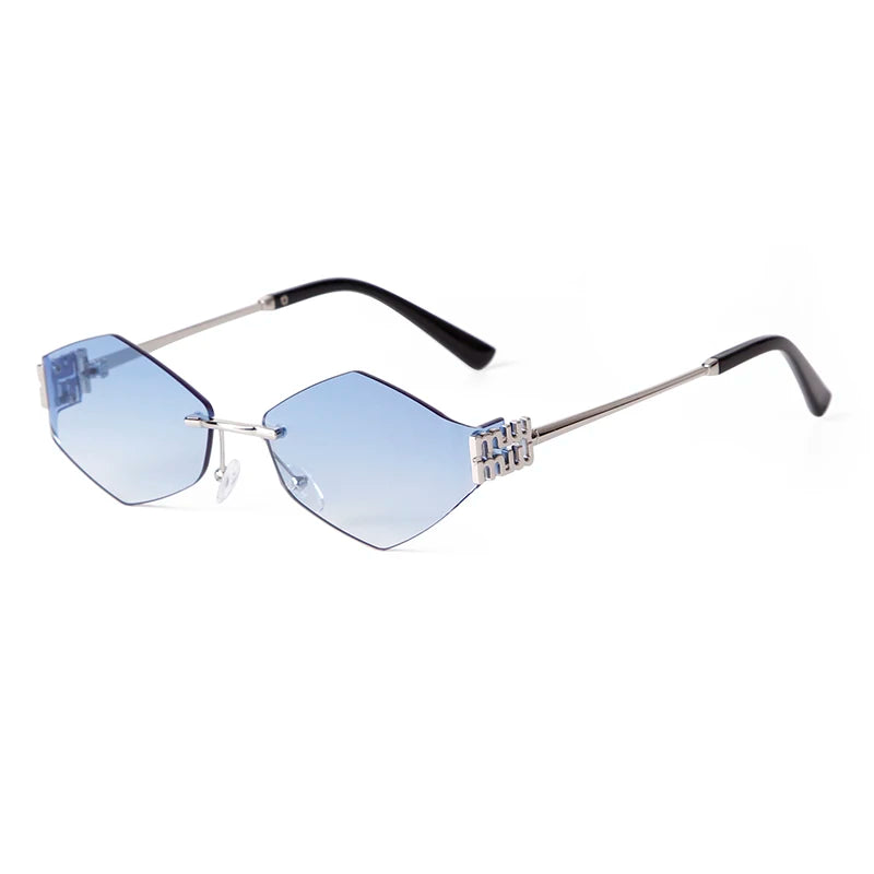 Trend Hexagon Rimless Sunglasses Women Men Brand Designer Gradient blue lens Polygon Metal Frame Driving Sun Glasses Shades Male - Premium  from Lizard Vigilante - Just $10.99! Shop now at Lizard Vigilante