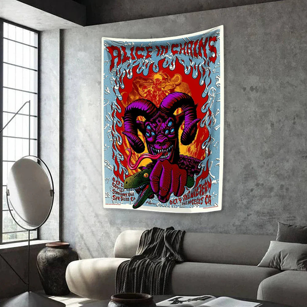 Rock Band Tapestry A-Alice In Chains Music Home Decor Aesthetics Bedspread Wall Hanging Carpets Dormitory Covering Cloth