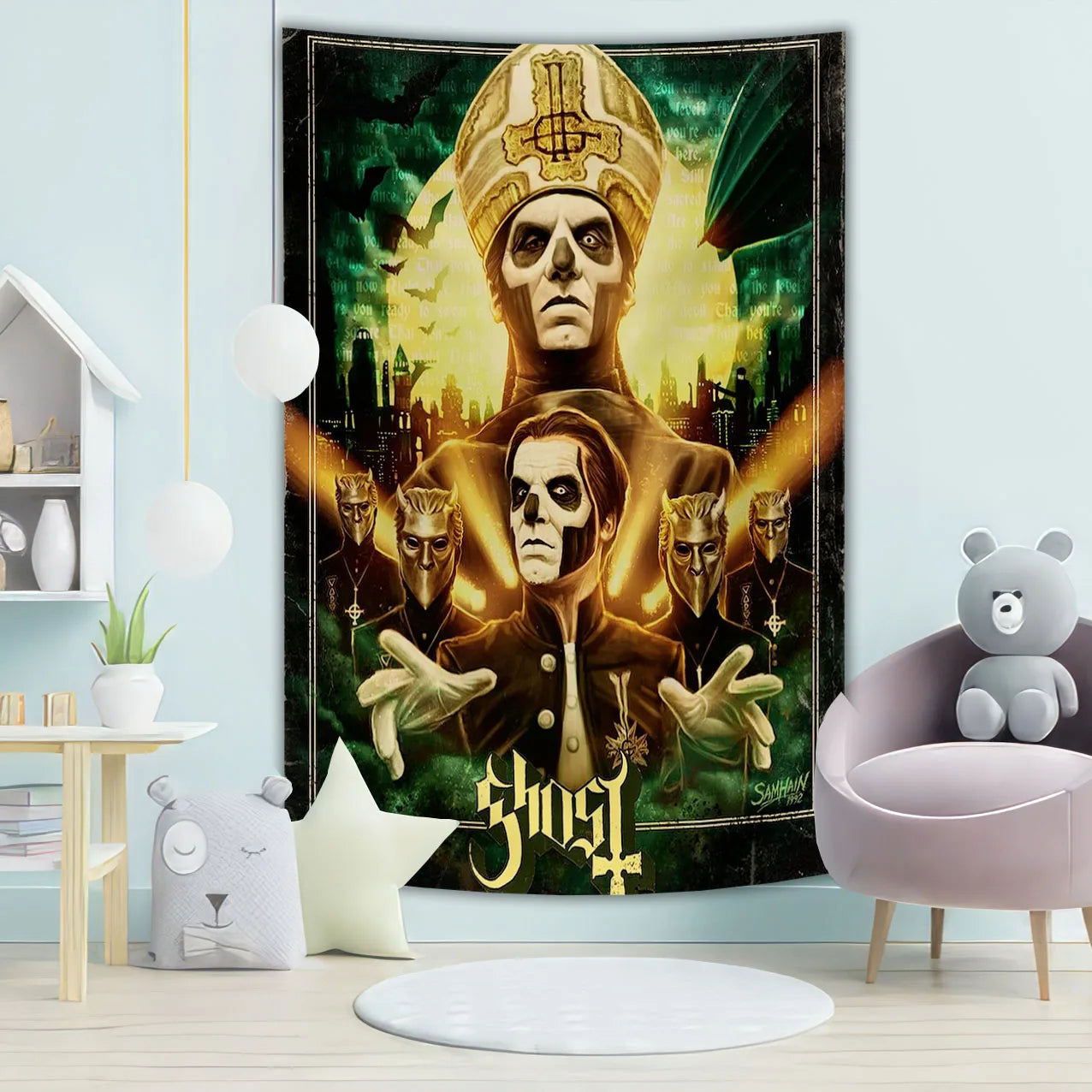 Ghost Tapestry - Underground Metal Pop Singer Rock Banner Flags, 100% Polyester Wall Hanging - Premium tapestry from Lizard Vigilante - Just $11.99! Shop now at Lizard Vigilante