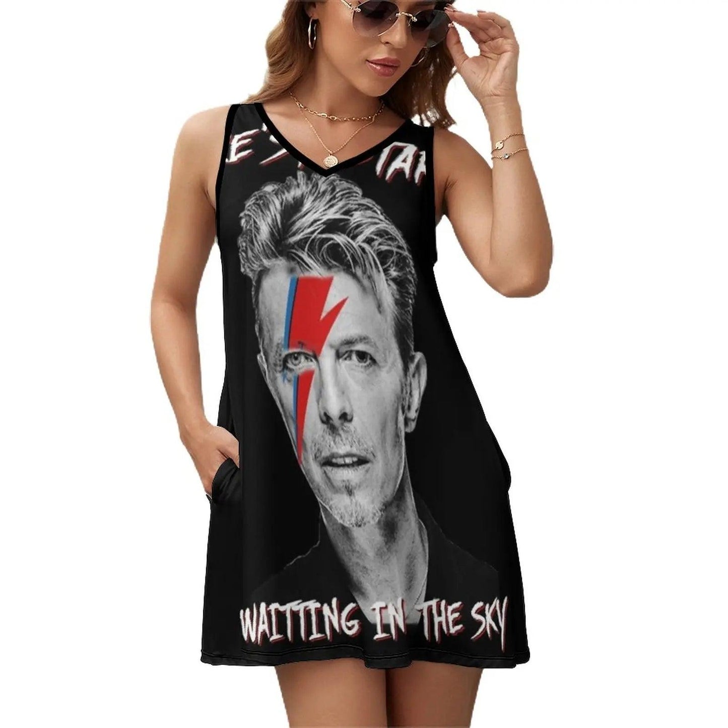 There’s A Starman Waiting In The Sky David Bowie Vintage Evening Party Dresses Midi Sexy Dress Female Sweet One Piece Korean Style - Premium dress from Lizard Vigilante - Just $28.99! Shop now at Lizard Vigilante