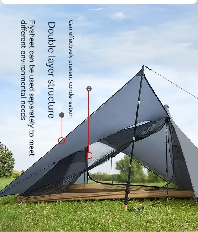 ASTA GEAR Yun Chuan double-sided silicon-coated double A pyramid 15D nylon rodless camping hiking outdoor tent