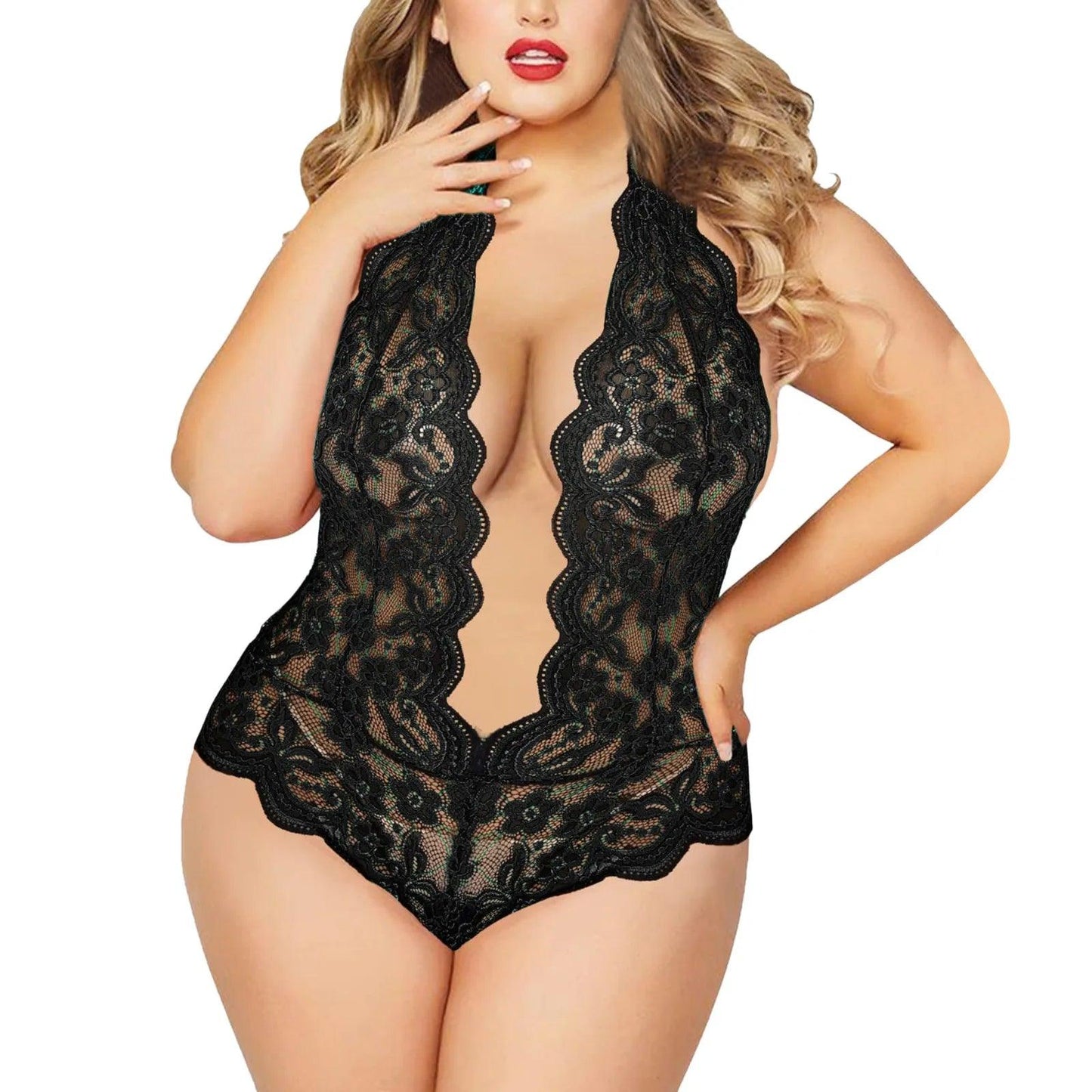 Plus Size Bra 2 Pieces Sets Lingerie Women Lace Embroidery Bra & Brief Sets Underwear Sensual Sleepwear Pajamas Exotic Set 4XL - Lizard Vigilante