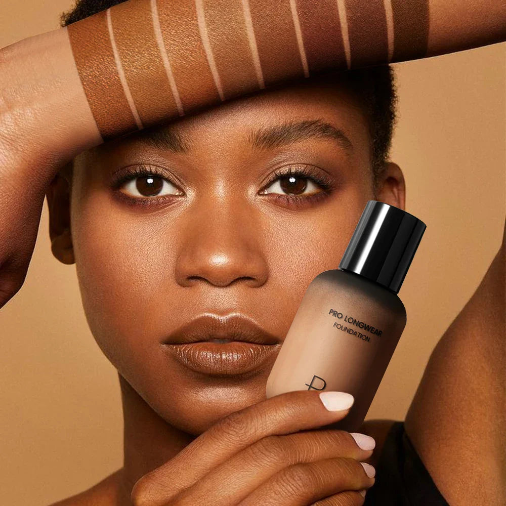 Pudaier Long-Lasting Natural Foundation - Brown Small Bottle, Matte Finish, Non-Sticky, Creamy Texture, Suitable for All Skin Ty