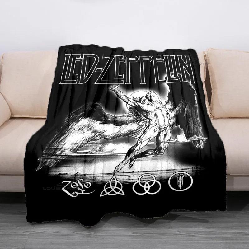 Retro Band Zeppelins Patterns Blanket Led Rock Bank Flannel Blanket Super Soft Sheet Mattresses Cozy Lazy Couch Cover Blanket - Lizard Vigilante