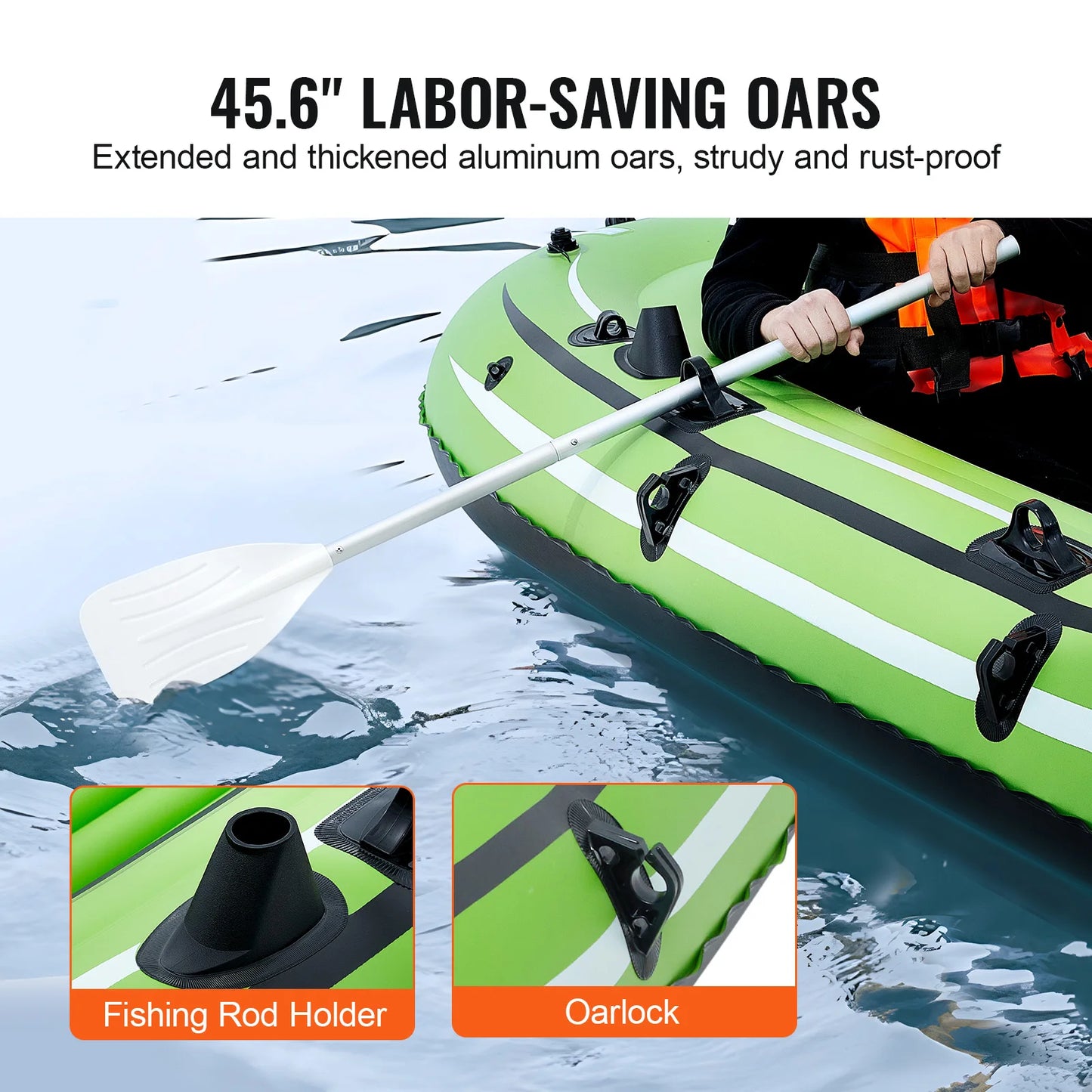 VEVOR Inflatable Boat 4-Person Inflatable Fishing Boat Strong PVC Portable Boat Raft Kayak 45.6" Aluminum Oars High-Output Pump - Premium  from Lizard Vigilante - Just $117.99! Shop now at Lizard Vigilante