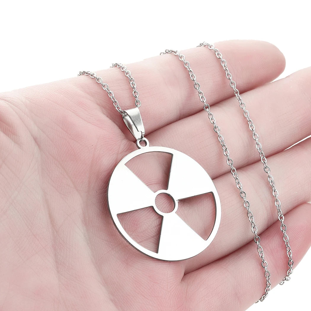 Radiation Hazard Symbol Pendant Radioactive Necklace Hulk Logo Nuclear Emblem Cyber Logo - Premium necklace from Lizard Vigilante - Just $13.99! Shop now at Lizard Vigilante