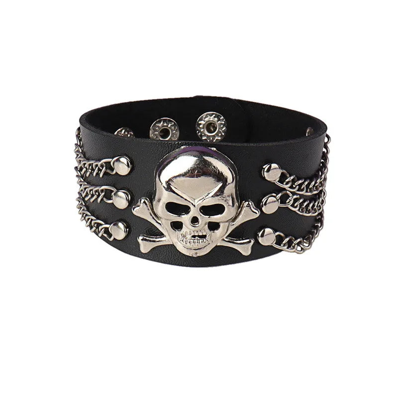 Punk Skull Goth Cuff Bracelet – New Bold, Edgy Style for Men and Women! - Premium bracelets from Lizard Vigilante - Just $3.99! Shop now at Lizard Vigilante