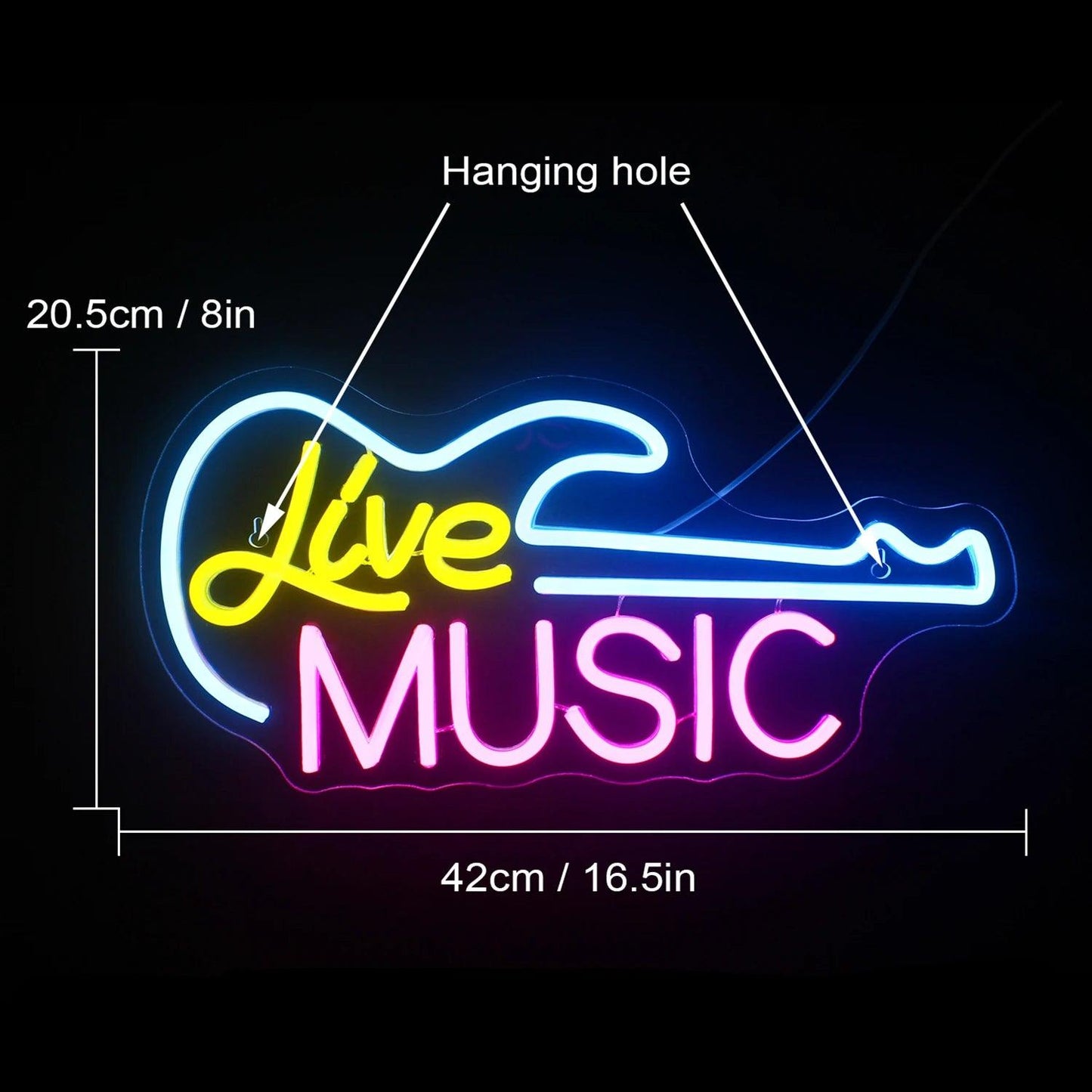 Guitar Live Music Neon Signs Guitar Led Light up Sign with USB for Music Wall Decor Live Music Bedroom Party Bar Music Club - Lizard Vigilante