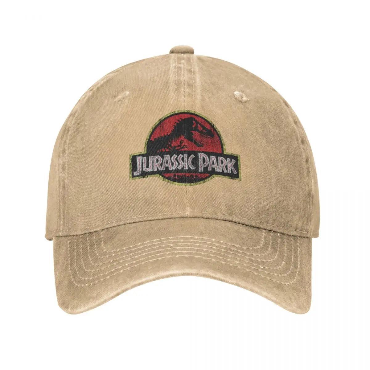 Jurassic Park Baseball Cap Dinosaur Red Black Distressed Logo Rock High Quality Washed Trucker Hat Male Cool Custom Washed Snapback Cap - Lizard Vigilante