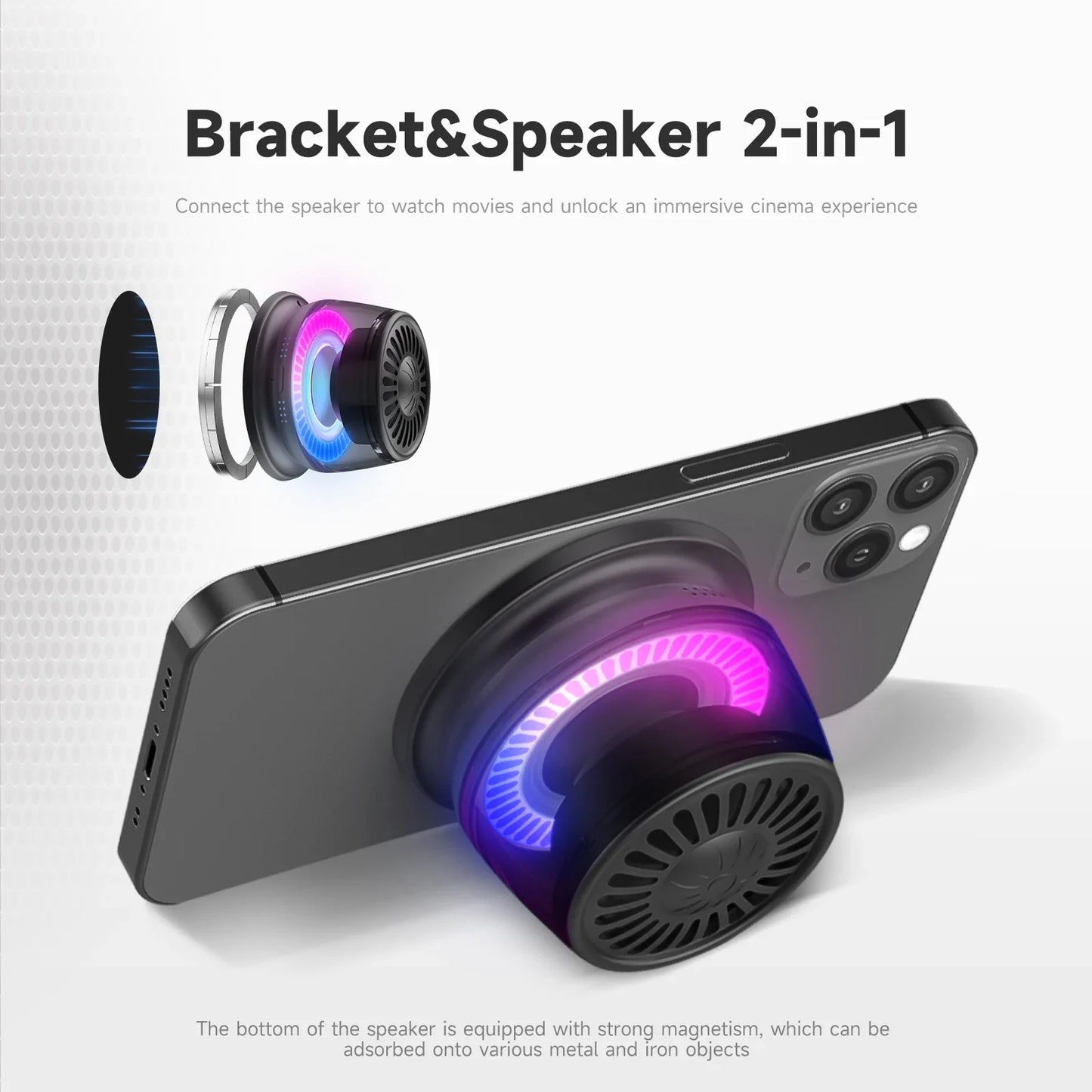 Wireless Bluetooth speaker Gift Magnetic bracket portable High-sound quality TWS interconnected LED color light mini speaker