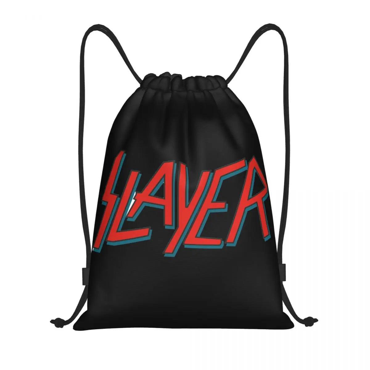 Heavy Metal Rock Slayers Logo Drawstring Bags Women Men Portable Sports Gym Sackpack Thrash Band Shopping Backpacks - Lizard Vigilante