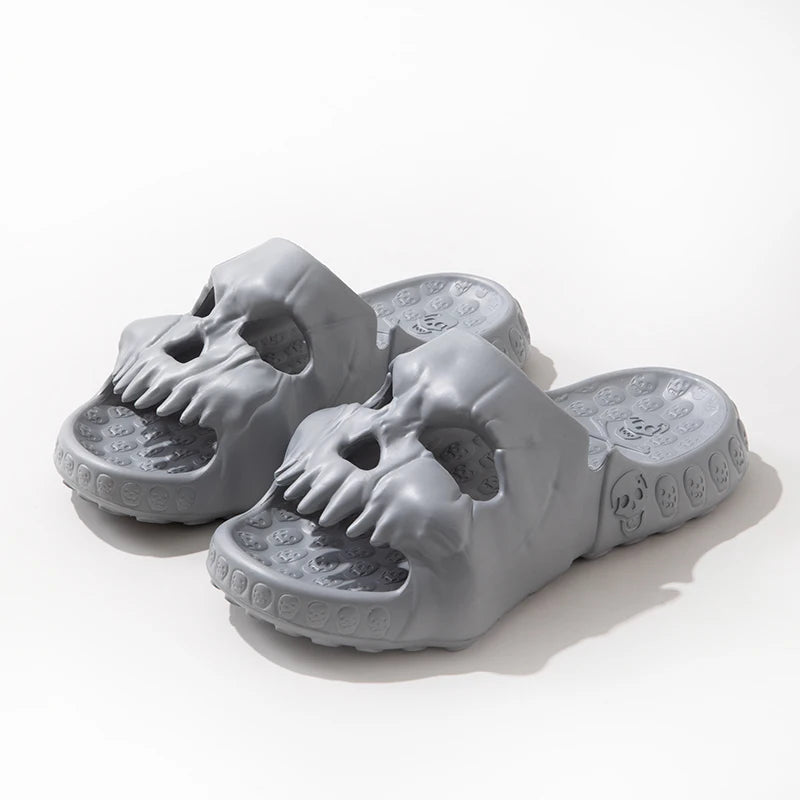 Unisex Skull Platform Slides Slippers Skull Shoes Men's Women's Platform Soft Home Beach Slippers Sandals Summer Flip Flops - Premium flip flops, Slides from Lizard Vigilante - Just $39.99! Shop now at Lizard Vigilante