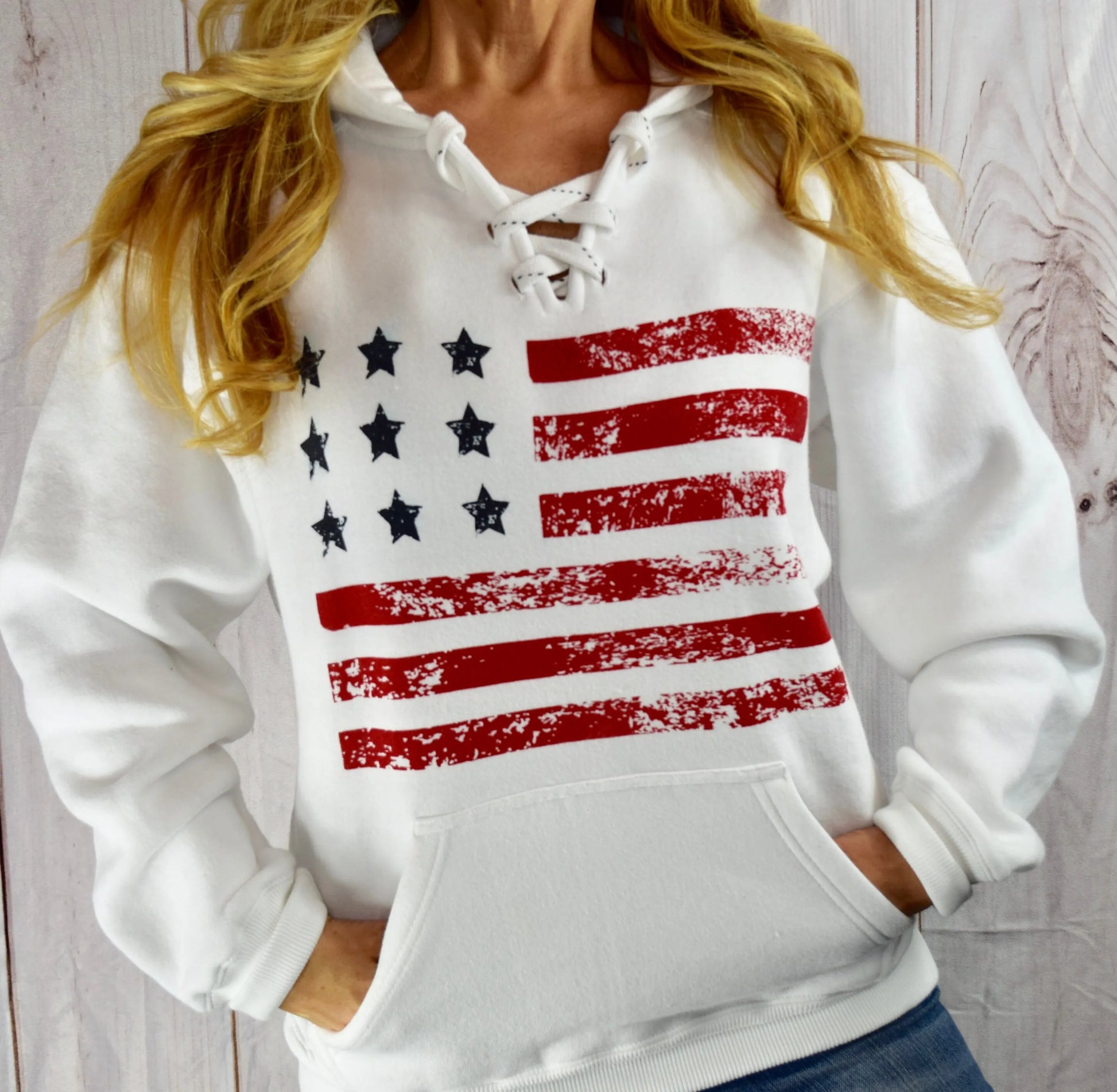 American Flag Hoodies Women Simple Loose Hoody Y2k Street High Quality Hooded Sweatshirt Sportswear Casual Tops Female - Premium Long-sleeve hoodie from Lizard Vigilante - Just $42.99! Shop now at Lizard Vigilante