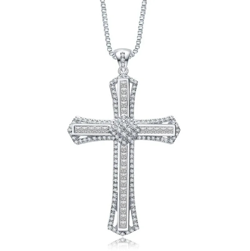 Exquisite Shining Crystal Cross Necklace Pendant Lucky Charming Fashion Jewelry Gift Unisex