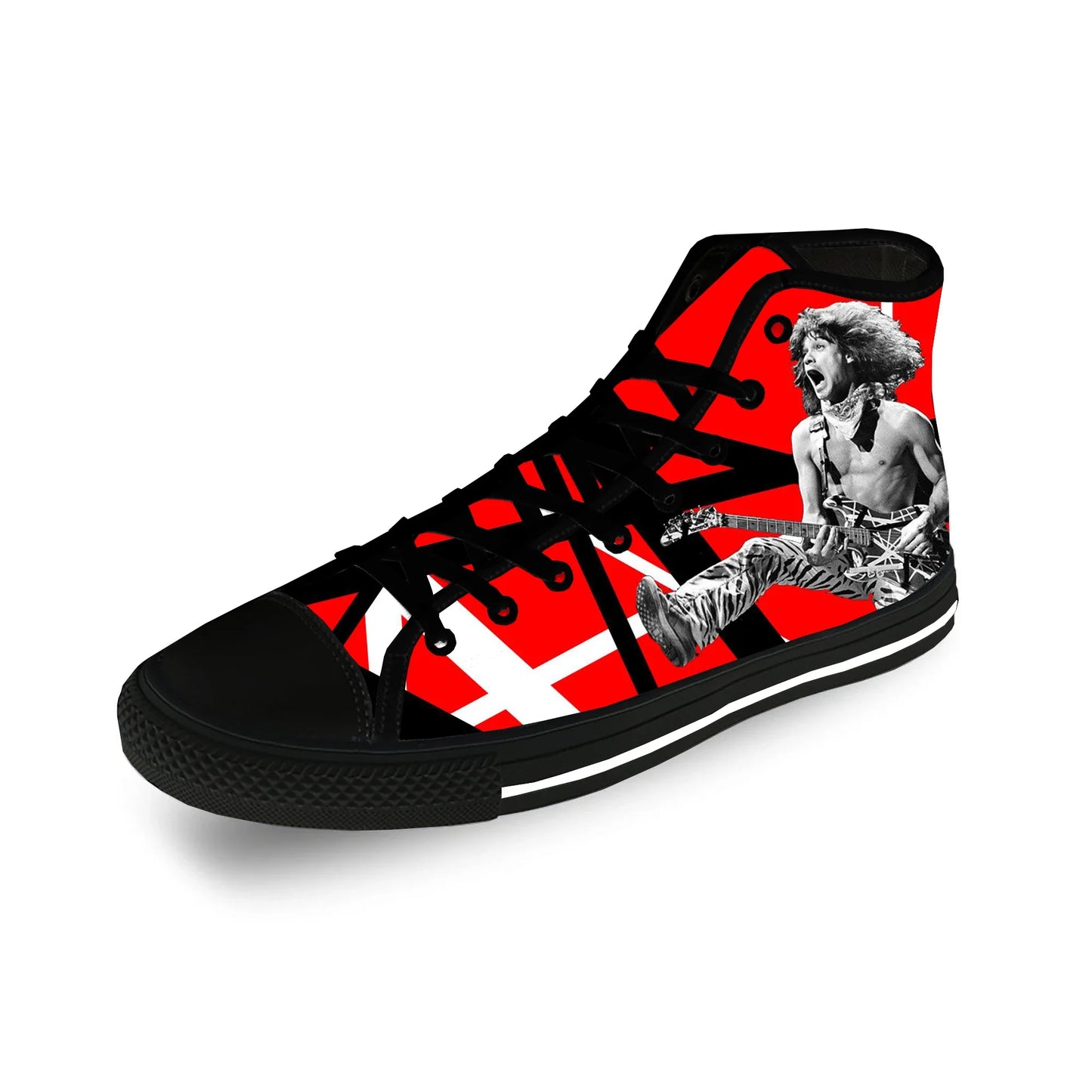 Van EVH 5150 STRIPES Halen Harajuku Lightweight Cloth 3D Print  High Top Canvas Shoes Men Women Casual Breathable Sneakers - Premium high top sneakers from Lizard Vigilante - Just $48.88! Shop now at Lizard Vigilante