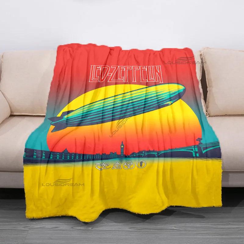 Retro Band Zeppelins Patterns Blanket Led Rock Bank Flannel Blanket Super Soft Sheet Mattresses Cozy Lazy Couch Cover Blanket - Lizard Vigilante