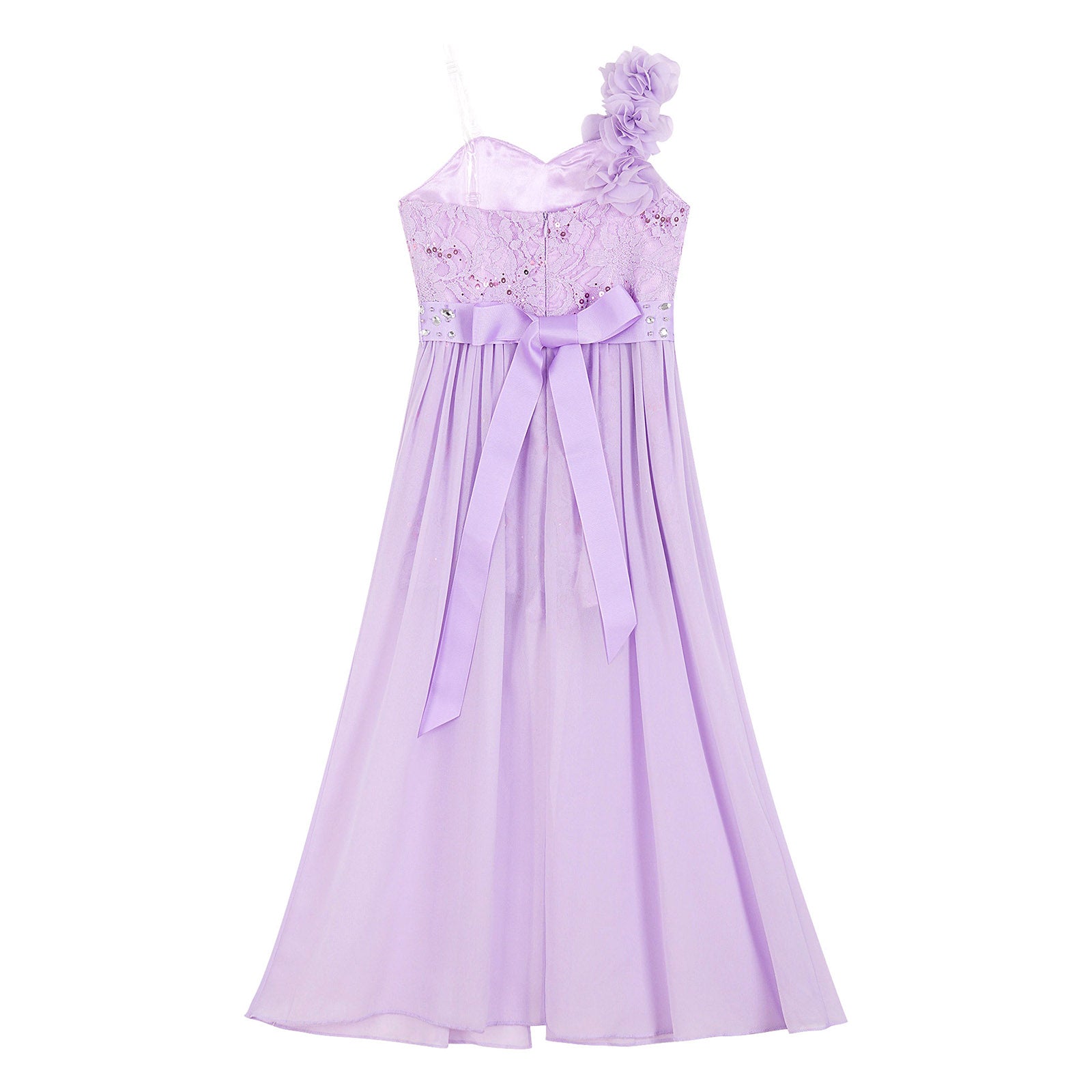 Girls Elegant Party Dress – Sequin Beaded Asymmetrical Gown with Lace Chiffon Overlay, Birthday, Wedding, Prom Pageant Dress - Premium dress from Lizard Vigilante - Just $34.99! Shop now at Lizard Vigilante