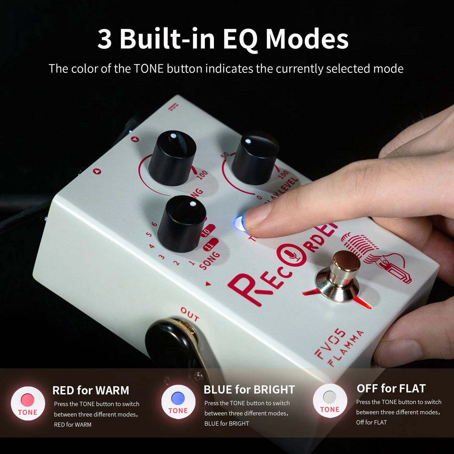 FLAMMA FV05 Recorder Vocal Guitar Effects Pedal 70 Minutes Recording Capacity Noise Gate & Reverb Effects for the Vocal